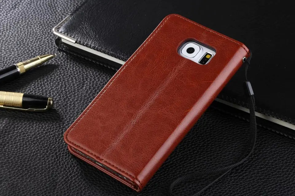 Genuine Leather Case with Lanyard for Samsung S6