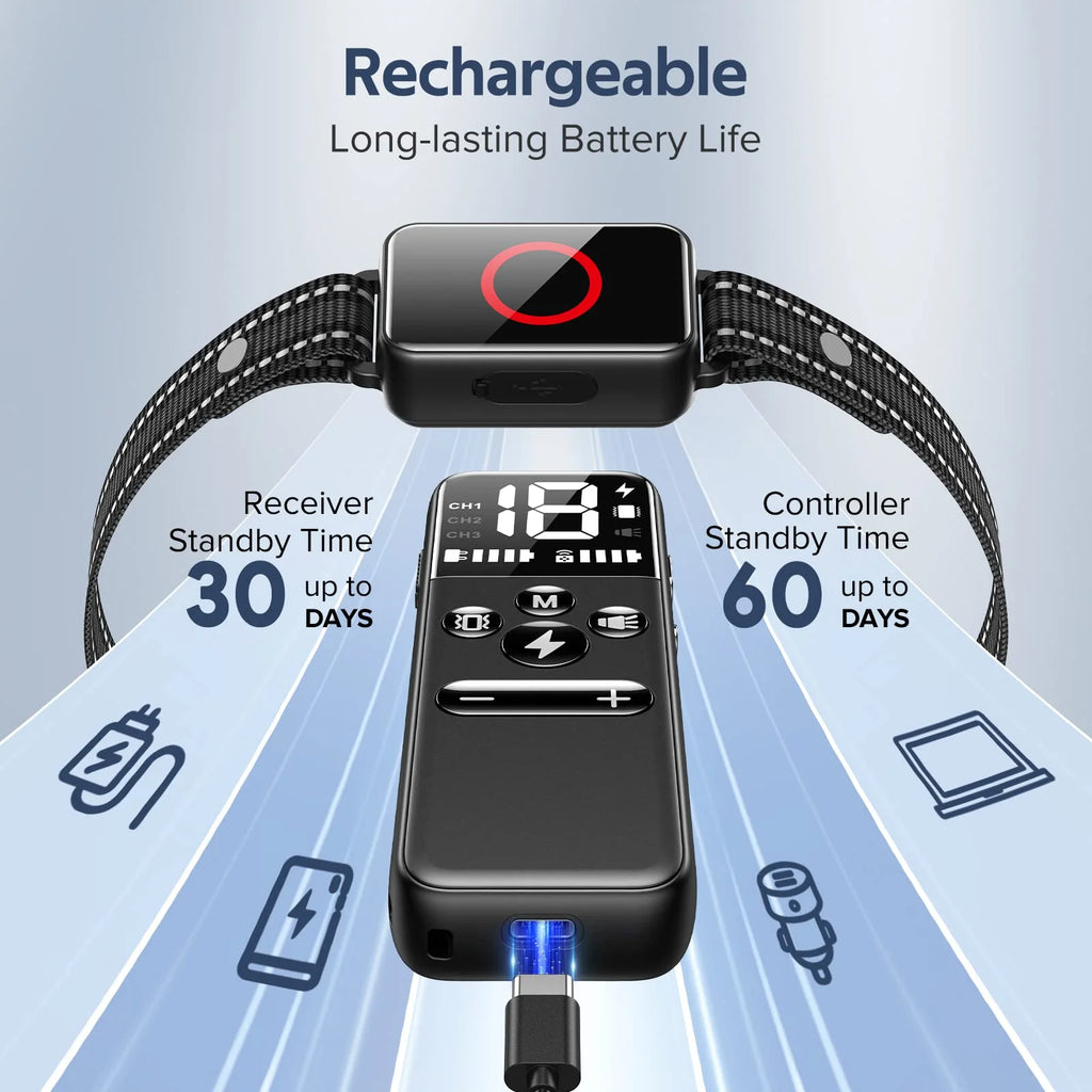 Dog Shock Collar 2 Dogs, Dog Training Collar with Remote, IPX7 Waterproof with 3 Training Modes, Suitable for All Breeds