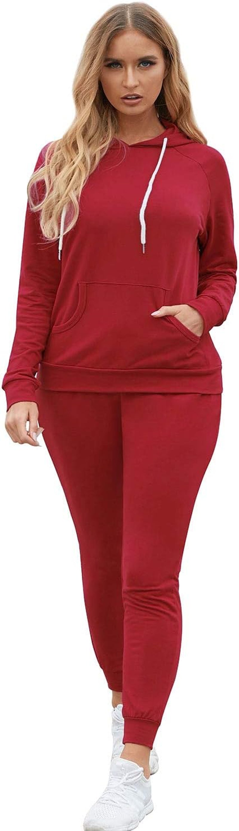 Women Pullover Hoodie Pockets Sweatpants Sport Jogger Sweatsuit