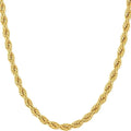 5Mm Rope Chain Necklace 24K Real Gold Plated- Women and Men (36 Inches)