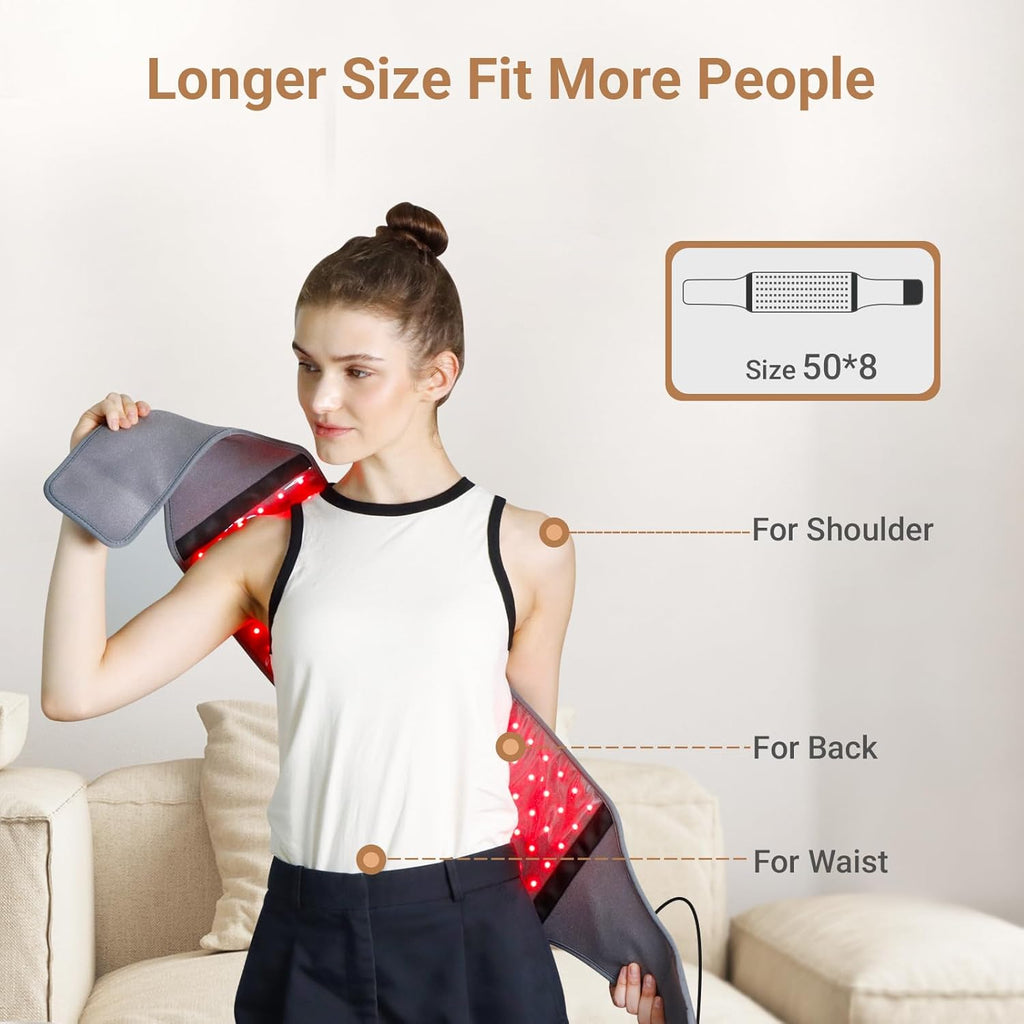Red Light Therapy Belt with 126 Leds, FSA Eligible HSA Red Light Therapy for Body, 660Nm & 850Nm, Valentines Day Gifts for Her, 22W Light Wrap with Timer for Back Waist Joint Muscle(Corded)