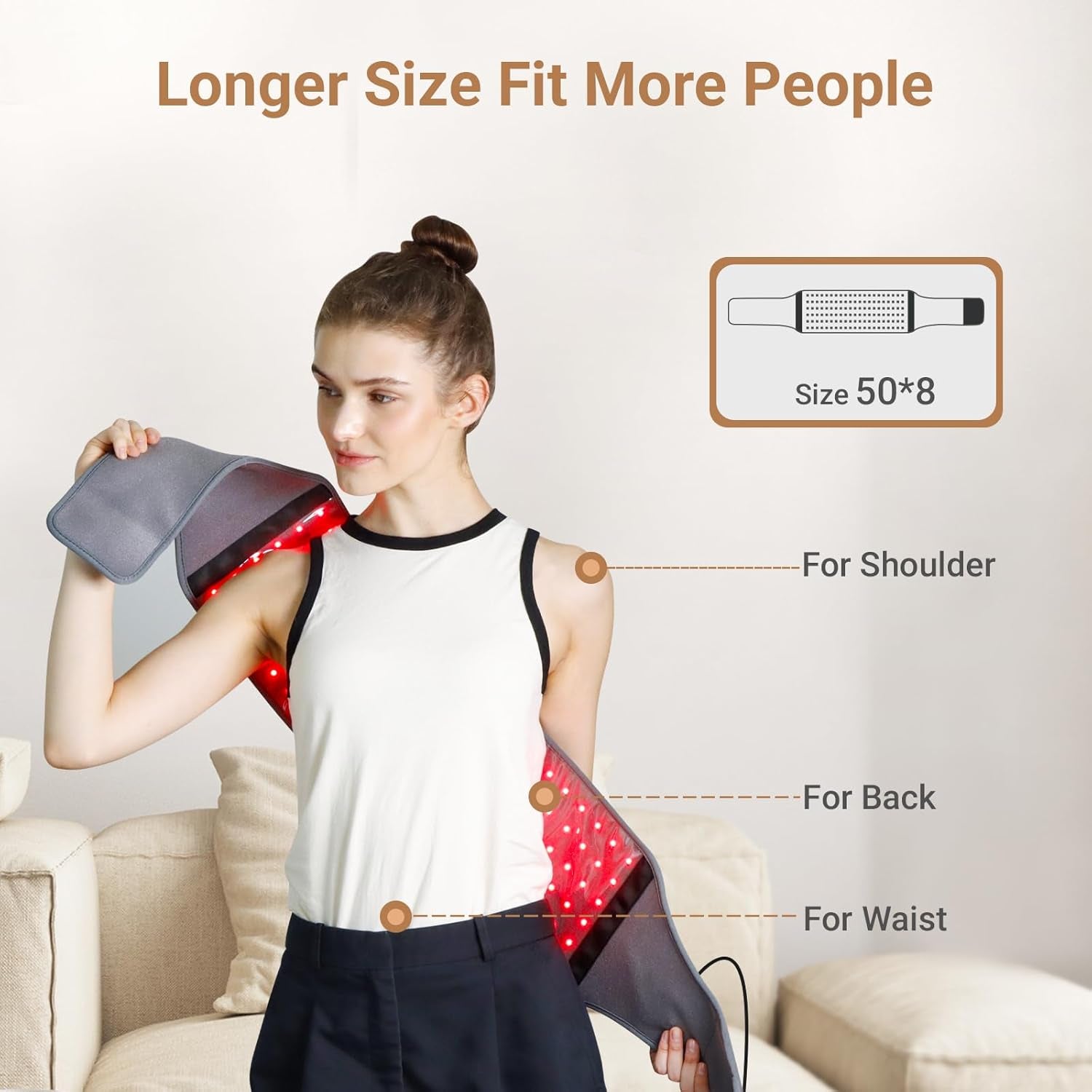 Red Light Therapy Belt with 126 Leds, FSA Eligible HSA Red Light Therapy for Body, 660Nm & 850Nm, Valentines Day Gifts for Her, 22W Light Wrap with Timer for Back Waist Joint Muscle(Corded)